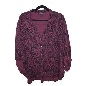 Rock & Republic Purple Floral Button Down Shirt
